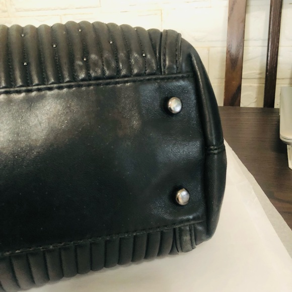Coach Edie Quilted Black Leather Studded Turnlock Chain Straps Shoulder Bag❤️ - Picture 6 of 16